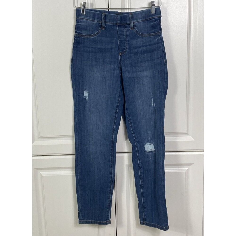Judy Blue Boyfriend Fit Jeans Womens 5/27 Blue Denim Pull On Distressed Stretch